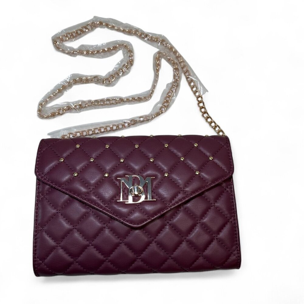 Badgley Mischka Diamond Quilt Convertible Crossbody - Plum/Burgundy - Picture 14 of 16
